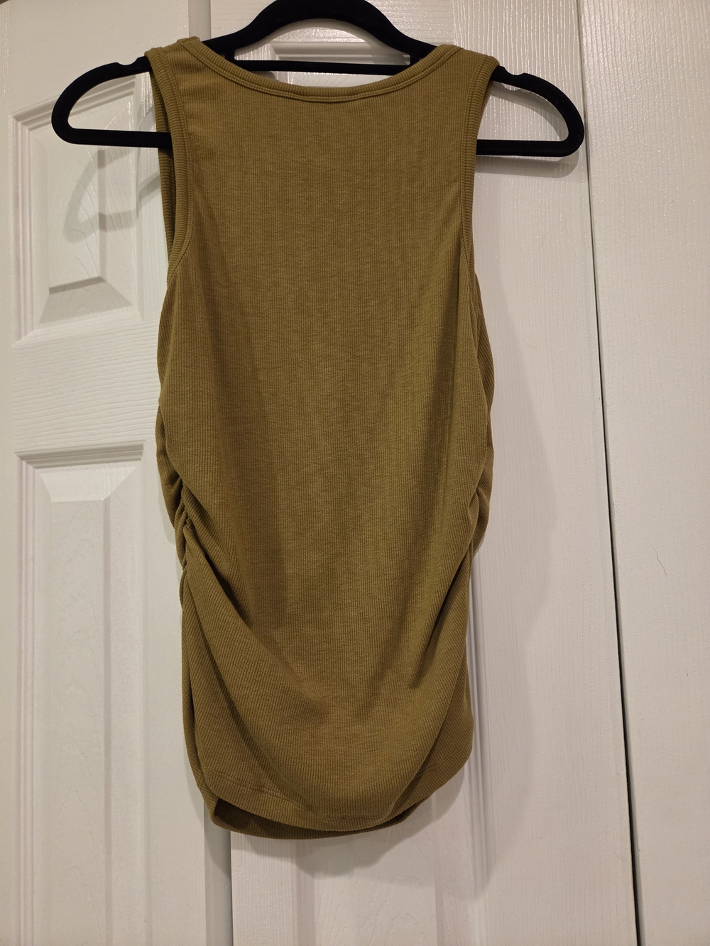 Ribbed Side-Ruched Tank Top - Olive - Picture 5 of 7